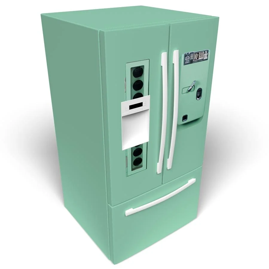 Capri Teal Retro Vending Machine Refrigerator Wrap